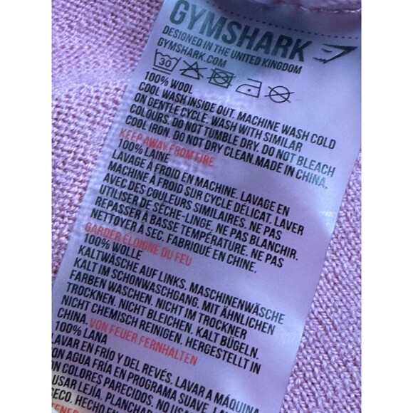 Gymshark Isla Knit Sweater 100% Wool Crop Pullover Pink Small Mock Neck Active - Picture 9 of 9